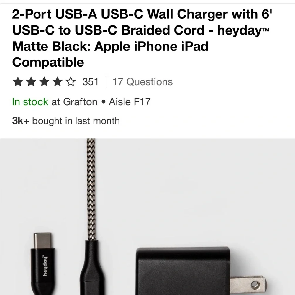 Heyday Black and Gray Charging Kit for iPhone and iPad